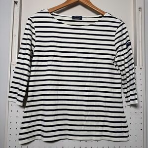 Saint James Galathee II Striped Nautical Tee Top Women's 12 Snow Marine T-Shirt